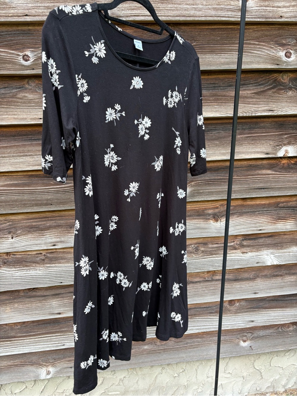 Old Navy Black Dress with White Floral Print
